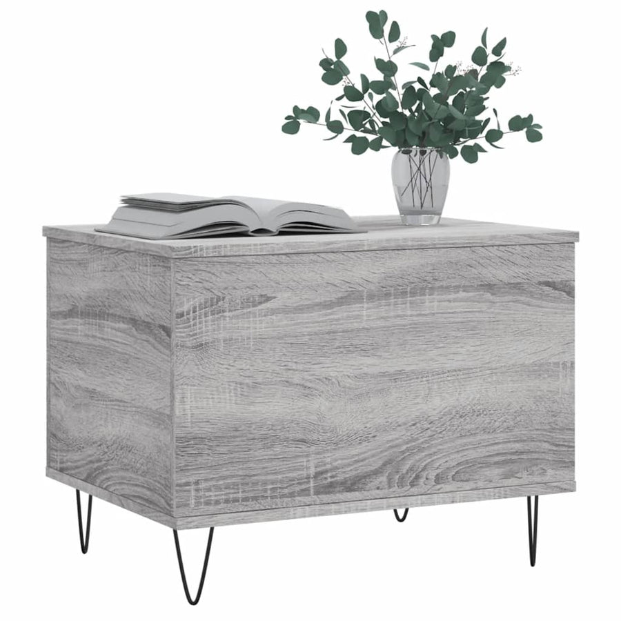 Salontafel 60X44,5X45 Cm Bewerkt Hout Eikenkleurig Grijs sonoma