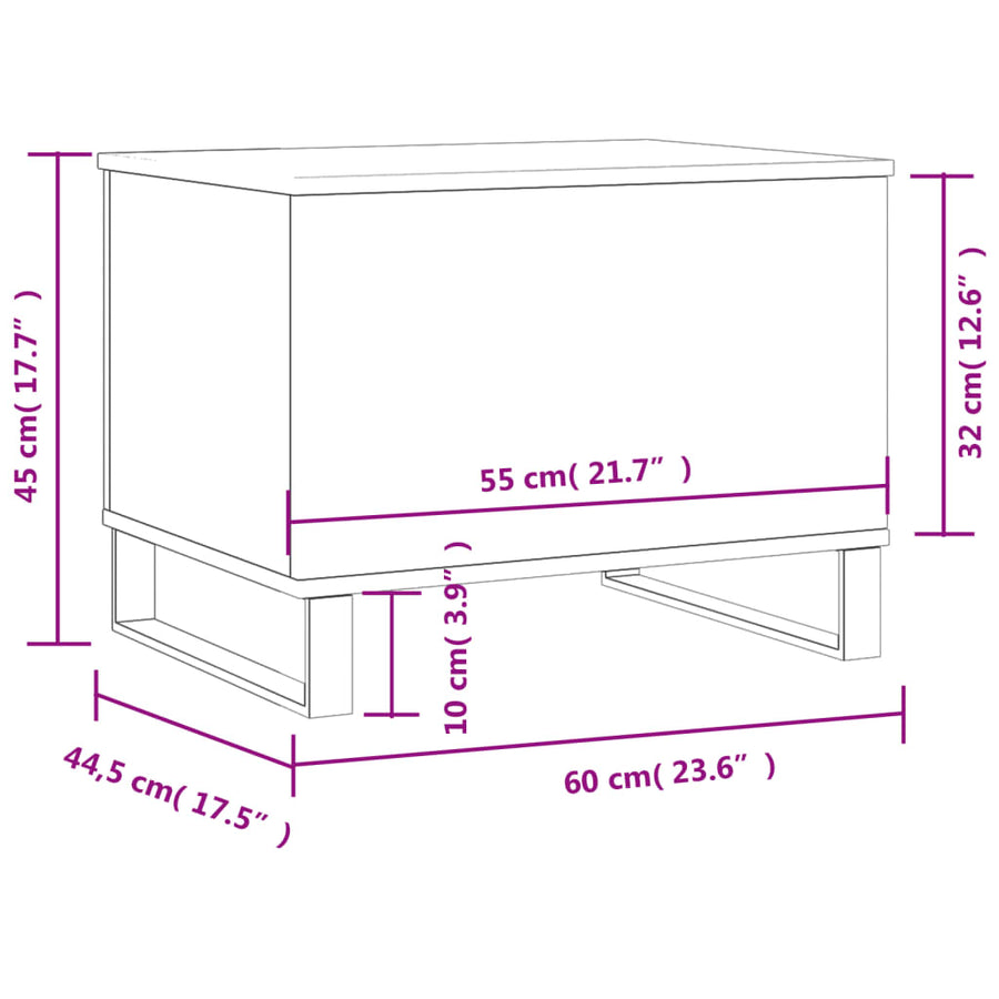 Salontafel 60X44,5X45 Cm Bewerkt Hout Betongrijs
