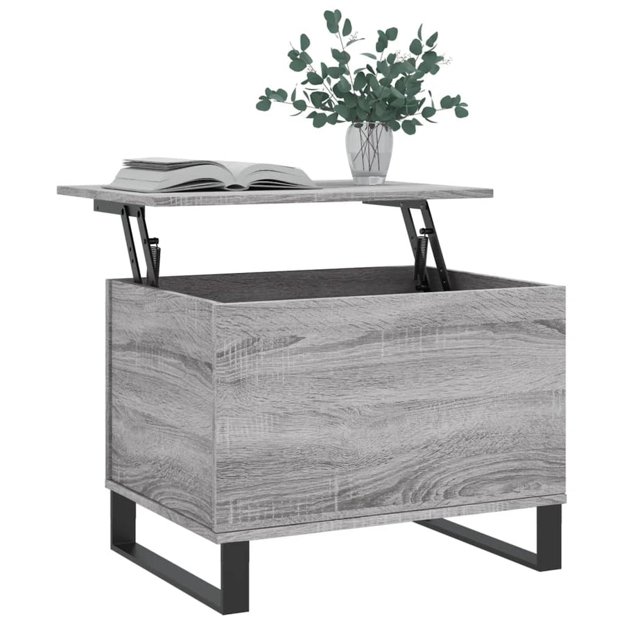 Salontafel 60X44,5X45 Cm Bewerkt Hout Eikenkleurig Grijs sonoma