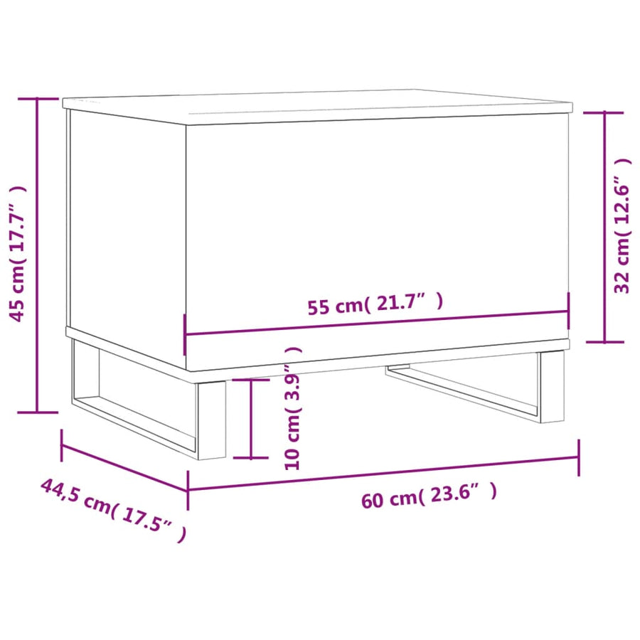 Salontafel 60X44,5X45 Cm Bewerkt Hout Eikenkleurig Grijs sonoma