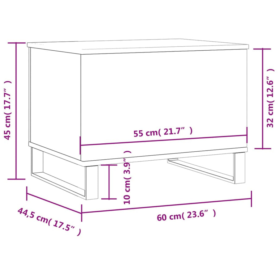 Salontafel 60X44,5X45 Cm Bewerkt Hout Bruin Eikenkleur Bruineiken