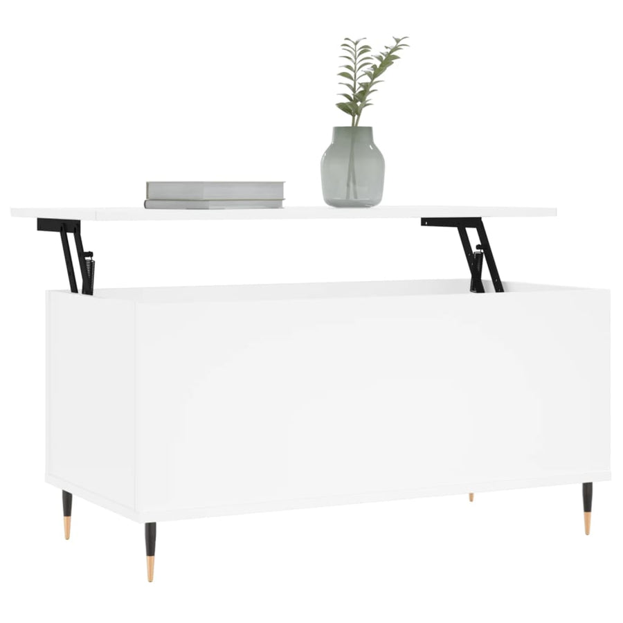 Salontafel 90X44,5X45 Cm Bewerkt Hout Wit