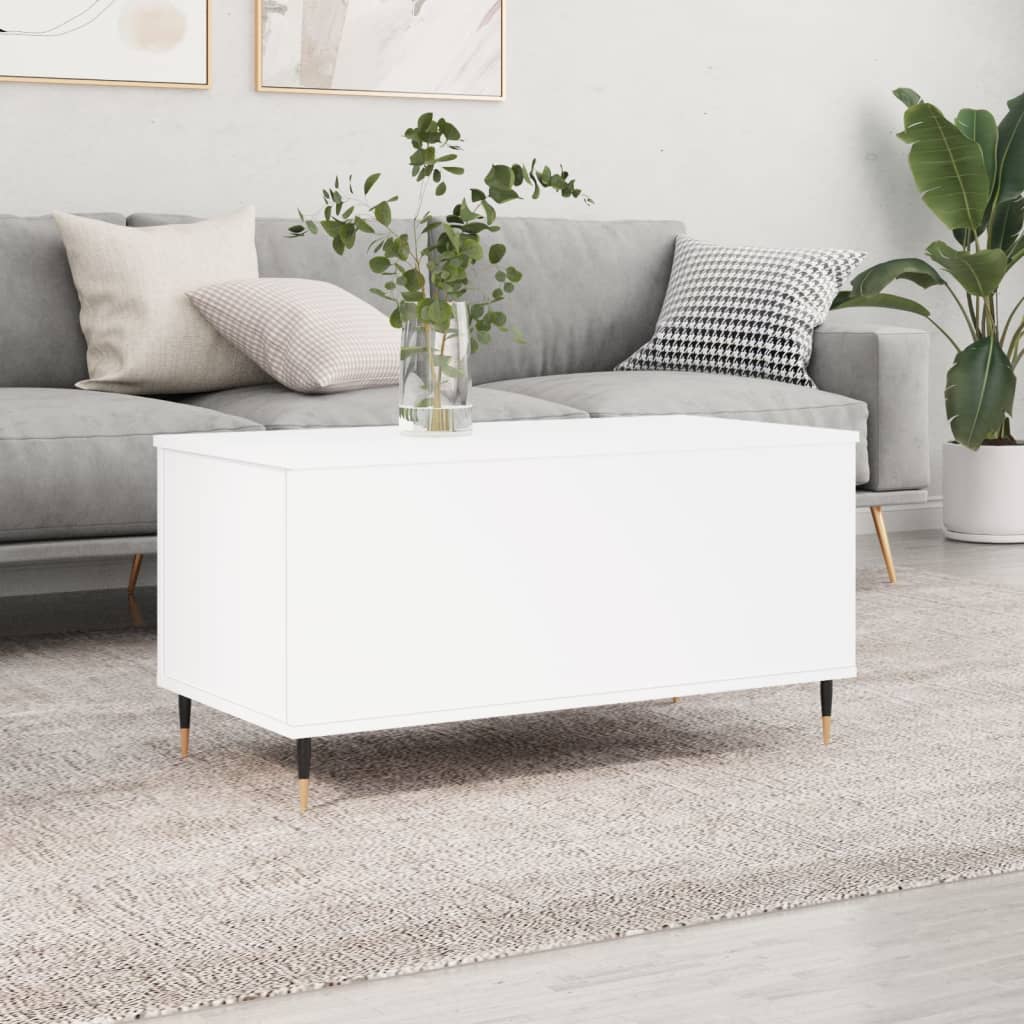 Salontafel 90X44,5X45 Cm Bewerkt Hout Wit