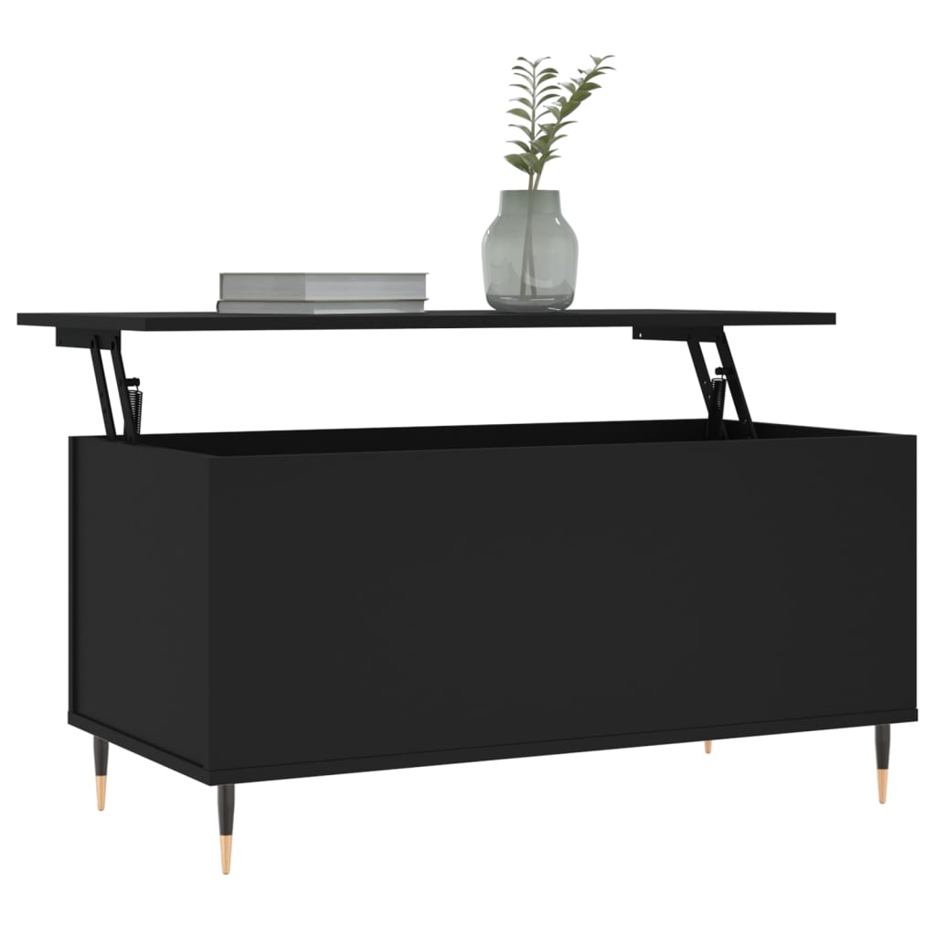 Salontafel 90X44,5X45 Cm Bewerkt Hout Zwart