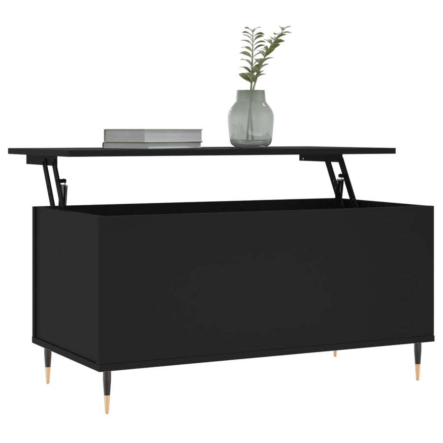 Salontafel 90X44,5X45 Cm Bewerkt Hout Zwart