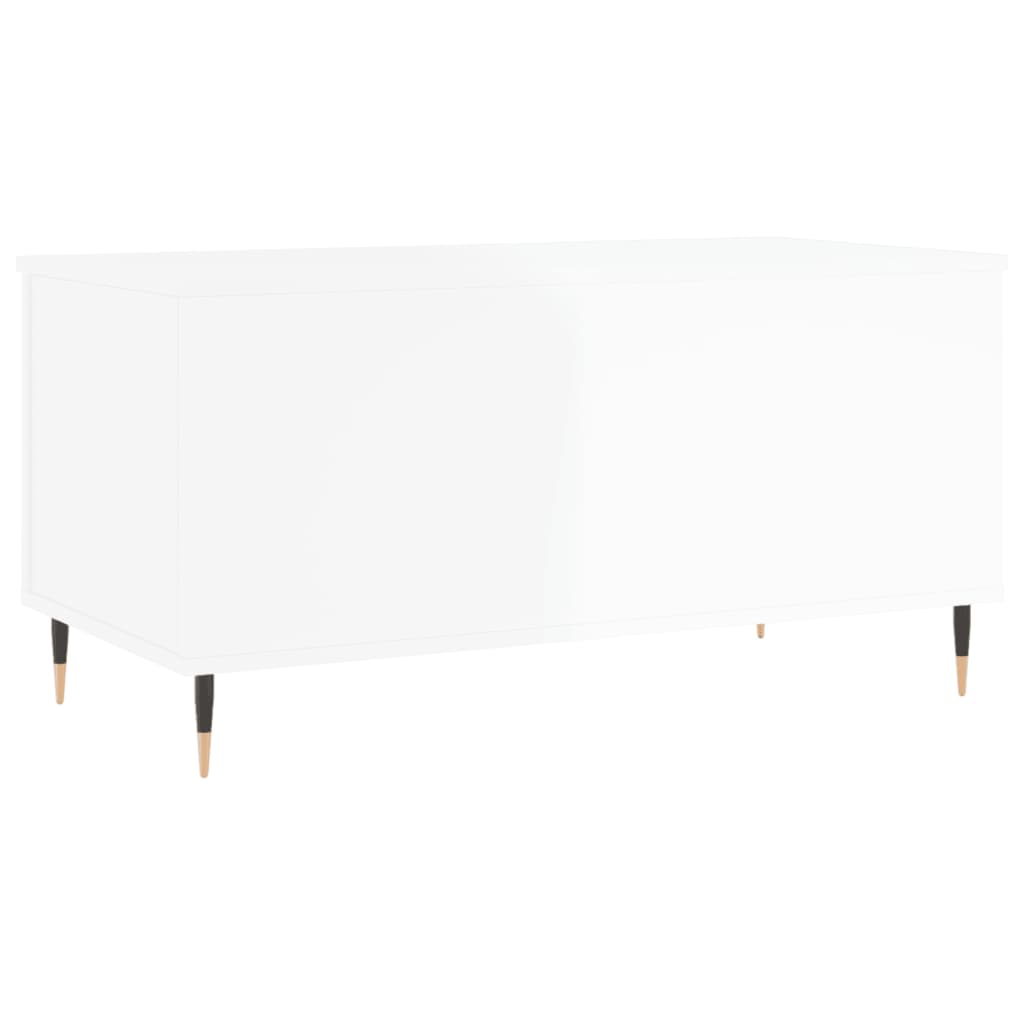 Salontafel 90X44,5X45 Cm Bewerkt Hout Hoogglans wit