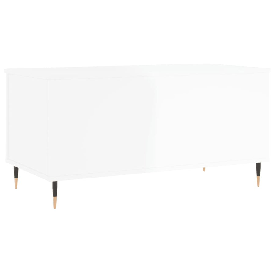 Salontafel 90X44,5X45 Cm Bewerkt Hout Hoogglans wit