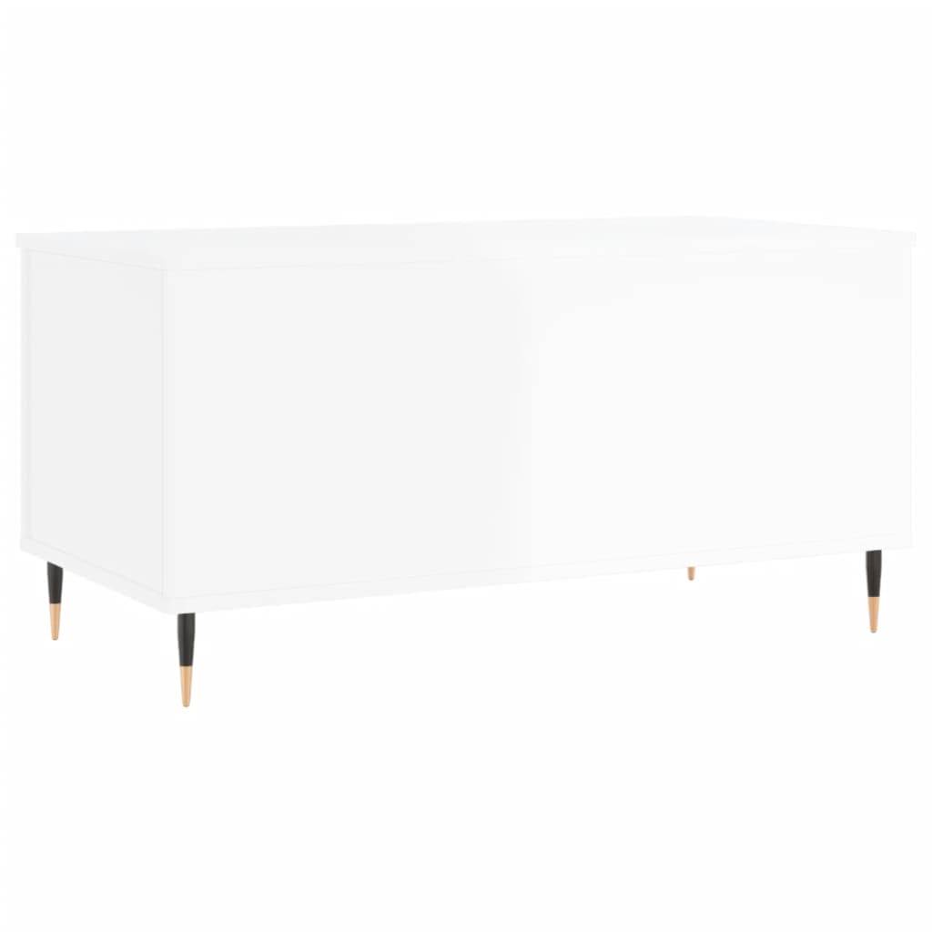 Salontafel 90X44,5X45 Cm Bewerkt Hout Hoogglans wit