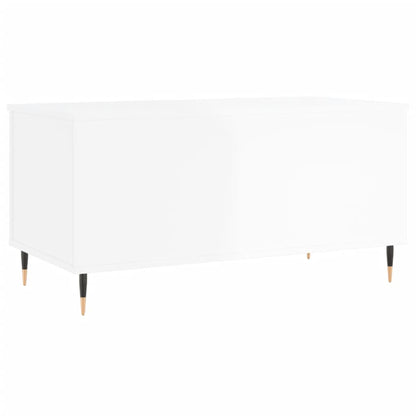Salontafel 90X44,5X45 Cm Bewerkt Hout Hoogglans wit