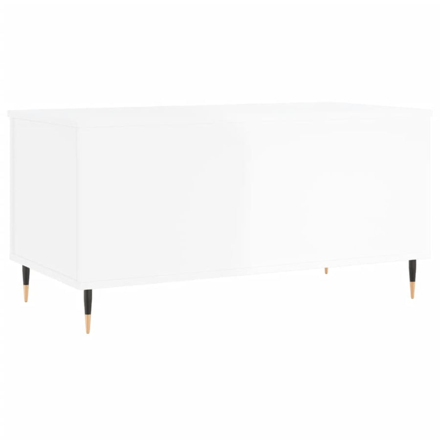 Salontafel 90X44,5X45 Cm Bewerkt Hout Hoogglans wit