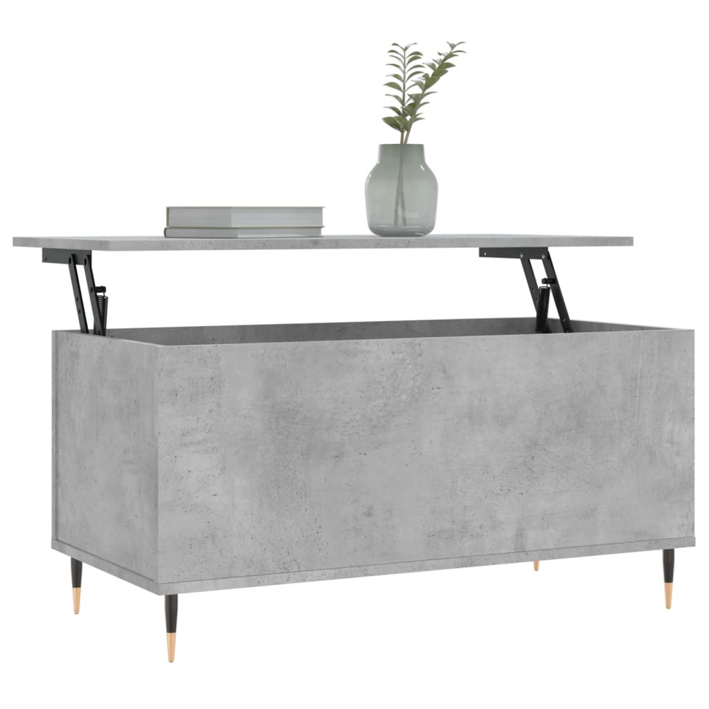 Salontafel 90X44,5X45 Cm Bewerkt Hout Betongrijs