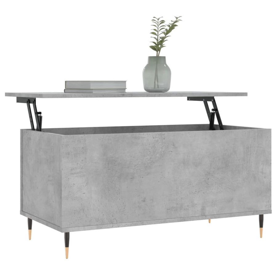 Salontafel 90X44,5X45 Cm Bewerkt Hout Betongrijs