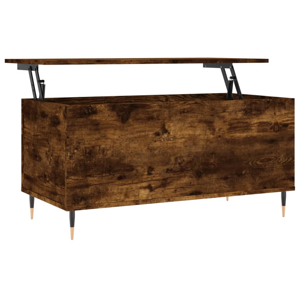 Salontafel 90X44,5X45 Cm Bewerkt Hout Kleurig Gerookt eiken
