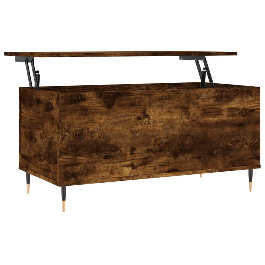 Salontafel 90X44,5X45 Cm Bewerkt Hout Kleurig Gerookt eiken