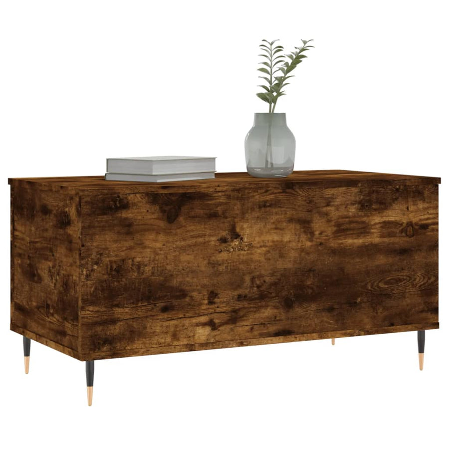 Salontafel 90X44,5X45 Cm Bewerkt Hout Kleurig Gerookt eiken