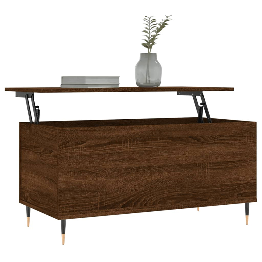 Salontafel 90X44,5X45 Cm Bewerkt Hout Bruin Eikenkleur Bruineiken