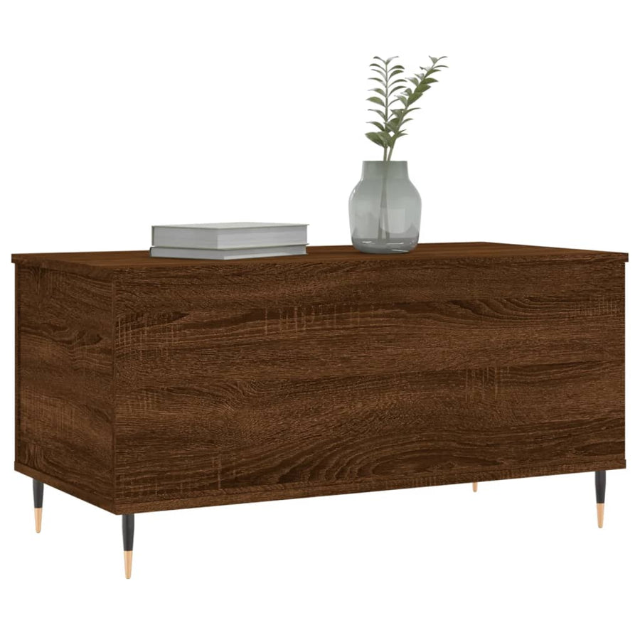 Salontafel 90X44,5X45 Cm Bewerkt Hout Bruin Eikenkleur Bruineiken