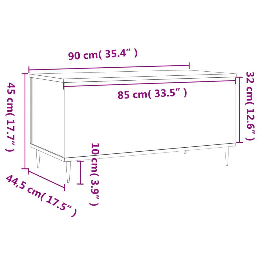 Salontafel 90X44,5X45 Cm Bewerkt Hout Bruin Eikenkleur Bruineiken