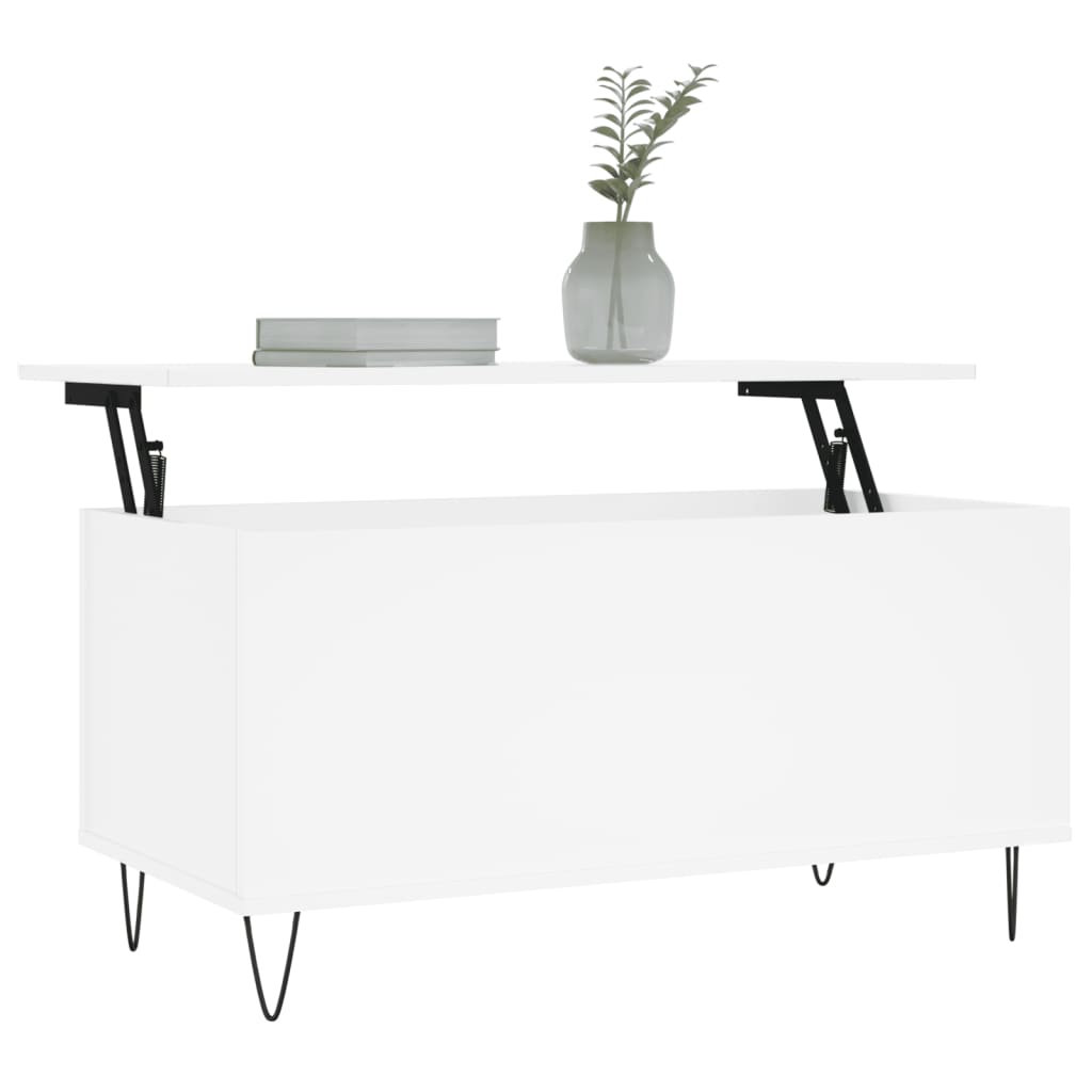 Salontafel 90X44,5X45 Cm Bewerkt Hout Wit
