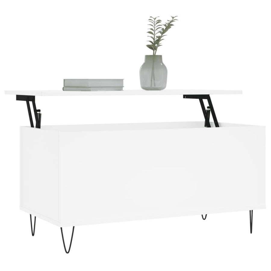 Salontafel 90X44,5X45 Cm Bewerkt Hout Wit