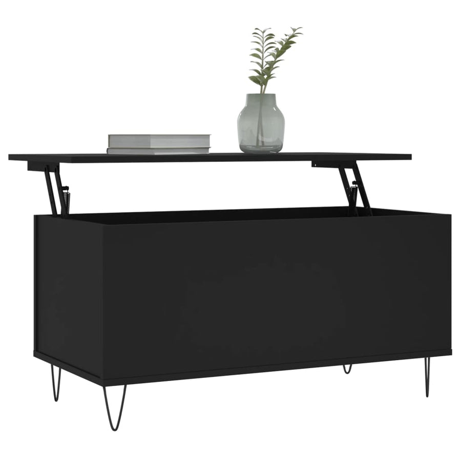 Salontafel 90X44,5X45 Cm Bewerkt Hout Zwart
