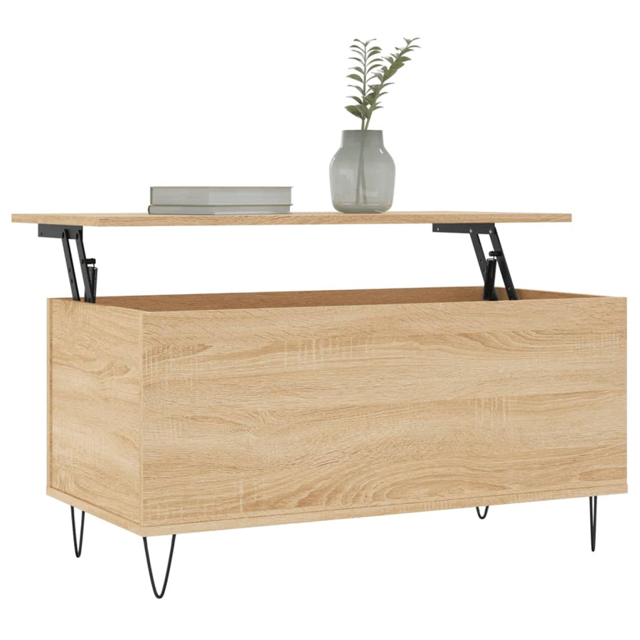 Salontafel 90X44,5X45 Cm Bewerkt Hout Kleurig Sonoma eiken
