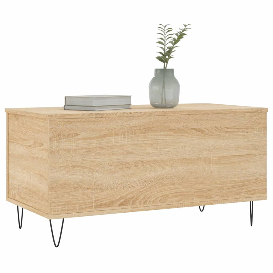 Salontafel 90X44,5X45 Cm Bewerkt Hout Kleurig Sonoma eiken