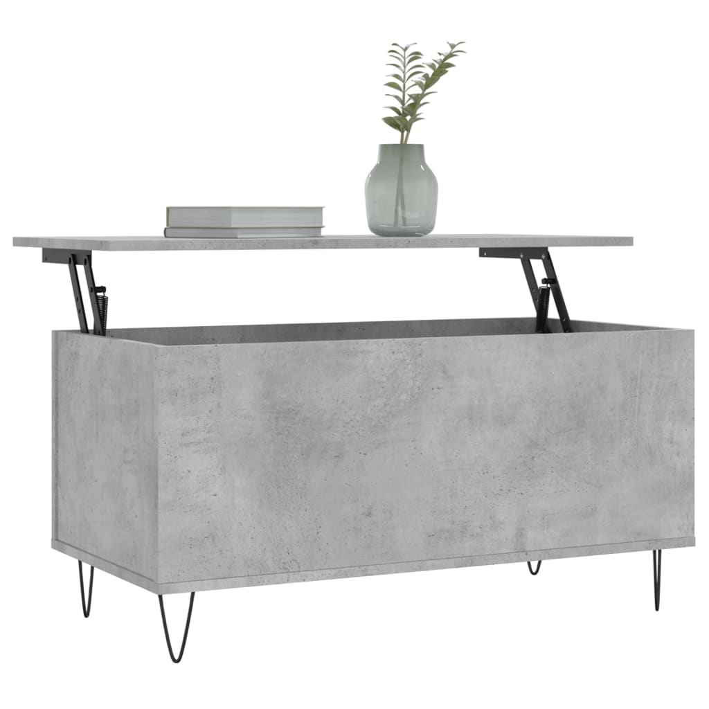 Salontafel 90X44,5X45 Cm Bewerkt Hout Betongrijs