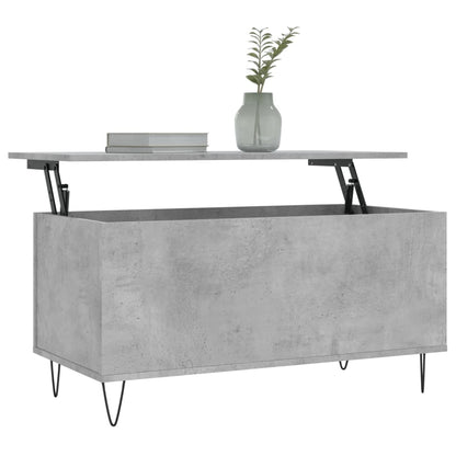 Salontafel 90X44,5X45 Cm Bewerkt Hout Betongrijs