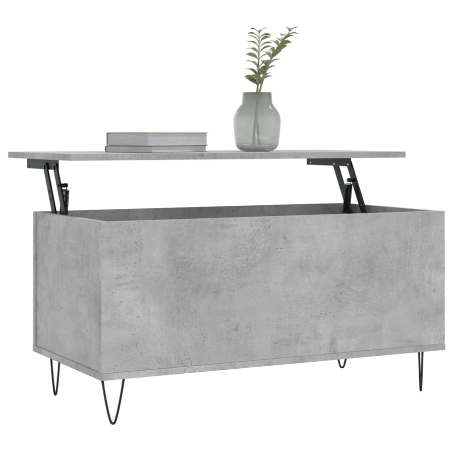 Salontafel 90X44,5X45 Cm Bewerkt Hout Betongrijs