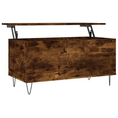 Salontafel 90X44,5X45 Cm Bewerkt Hout Kleurig Gerookt eiken
