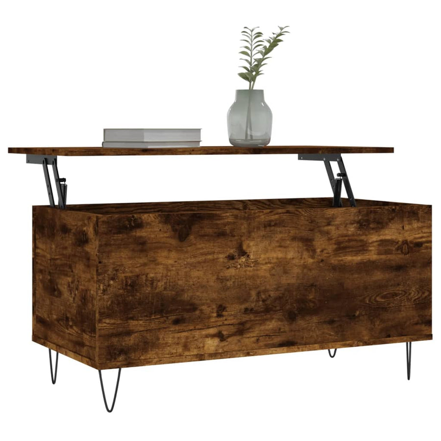 Salontafel 90X44,5X45 Cm Bewerkt Hout Kleurig Gerookt eiken