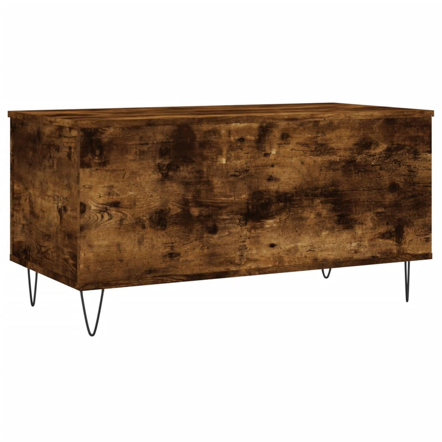 Salontafel 90X44,5X45 Cm Bewerkt Hout Kleurig Gerookt eiken