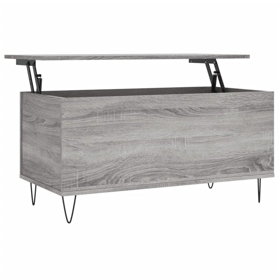 Salontafel 90X44,5X45 Cm Bewerkt Hout Eikenkleurig Grijs sonoma