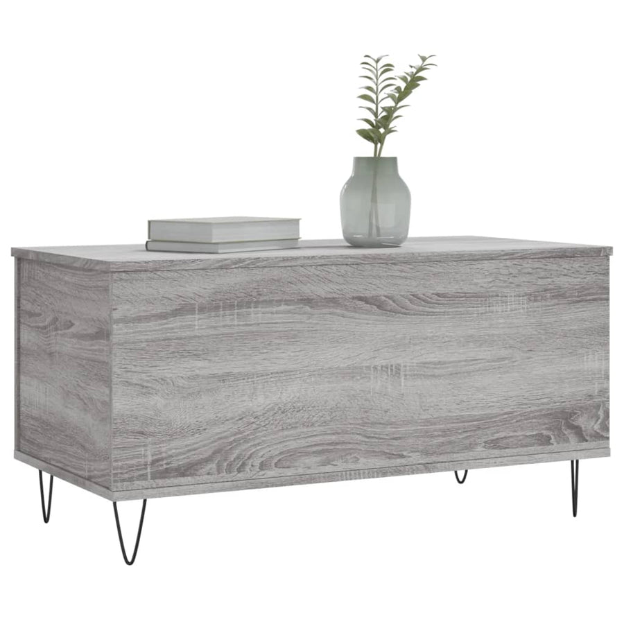 Salontafel 90X44,5X45 Cm Bewerkt Hout Eikenkleurig Grijs sonoma