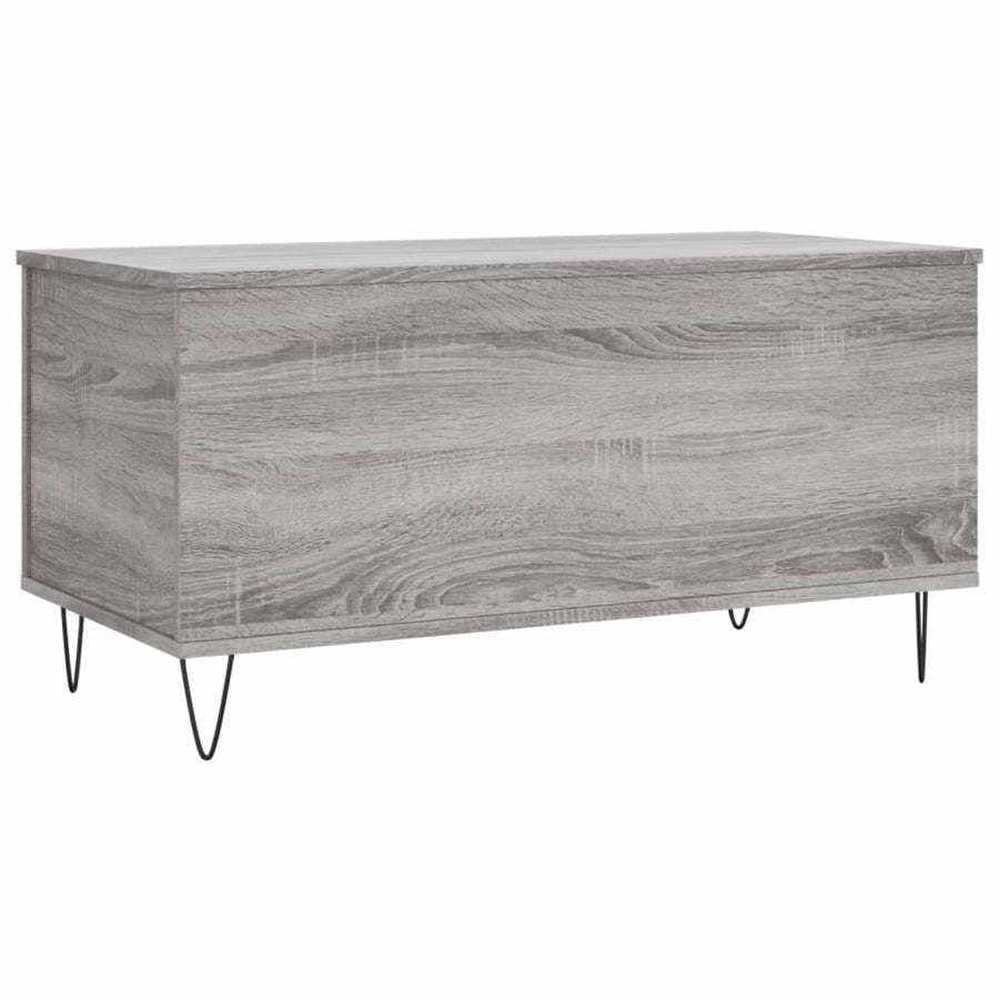 Salontafel 90X44,5X45 Cm Bewerkt Hout Eikenkleurig Grijs sonoma