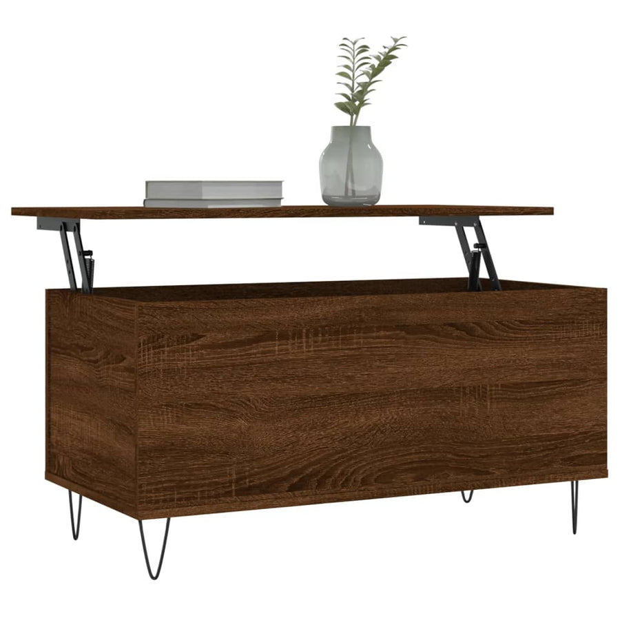 Salontafel 90X44,5X45 Cm Bewerkt Hout Bruin Eikenkleur Bruineiken