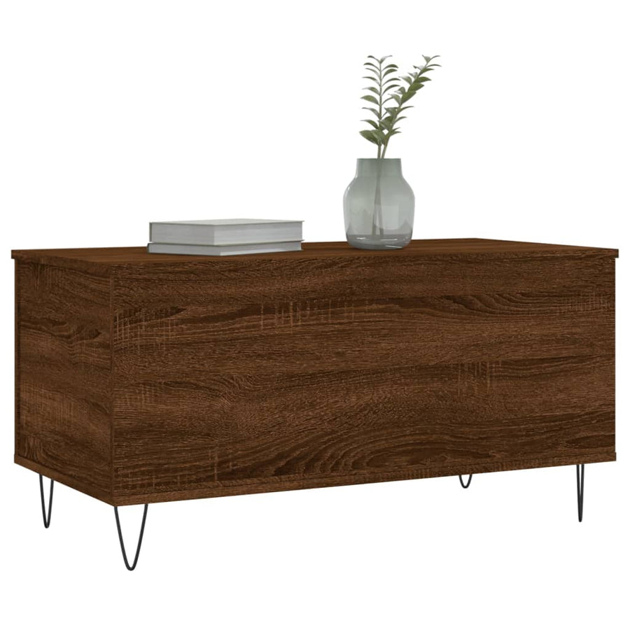 Salontafel 90X44,5X45 Cm Bewerkt Hout Bruin Eikenkleur Bruineiken