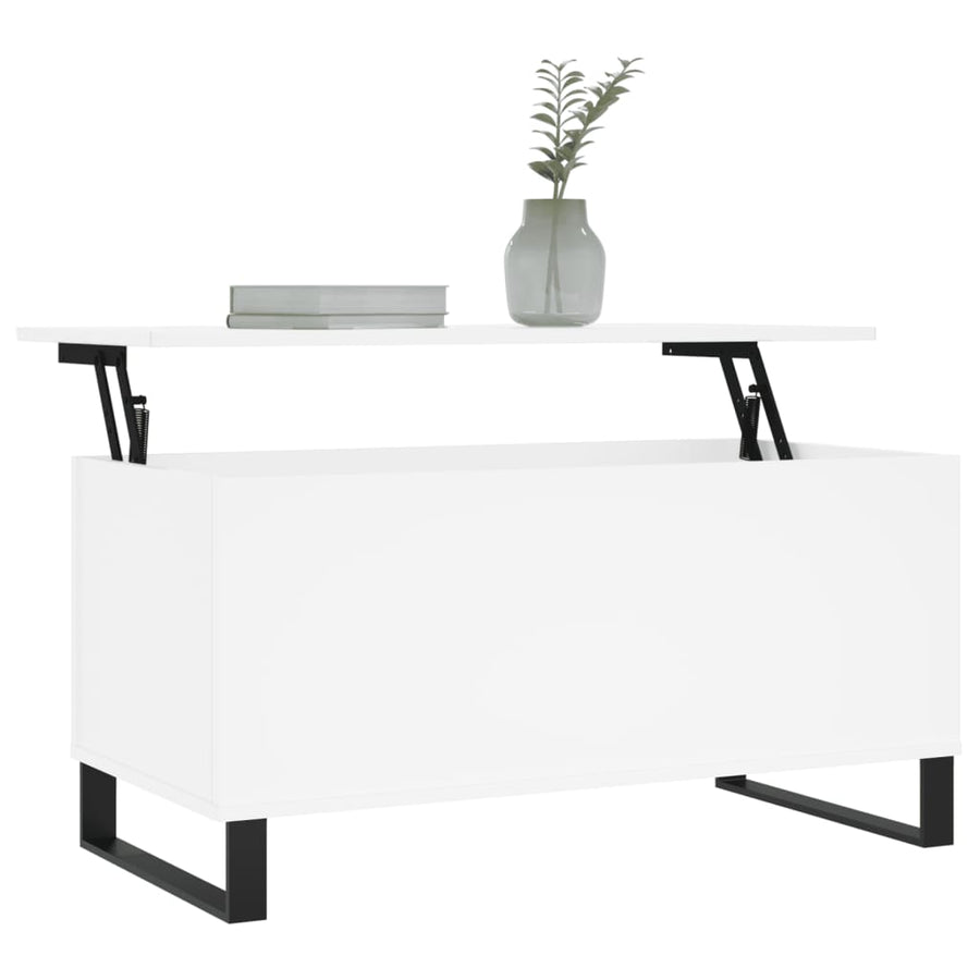 Salontafel 90X44,5X45 Cm Bewerkt Hout Wit