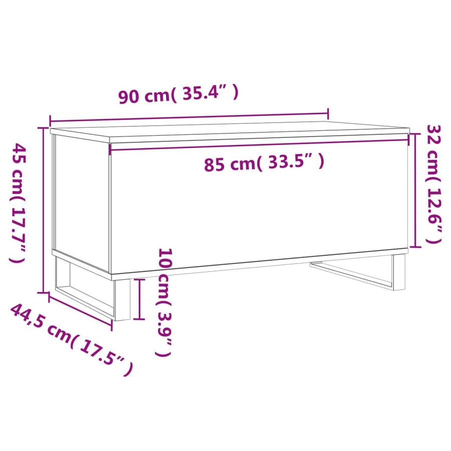 Salontafel 90X44,5X45 Cm Bewerkt Hout Wit