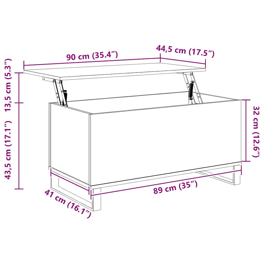 Salontafel 90x44,5x45 cm bewerkt hout zwart