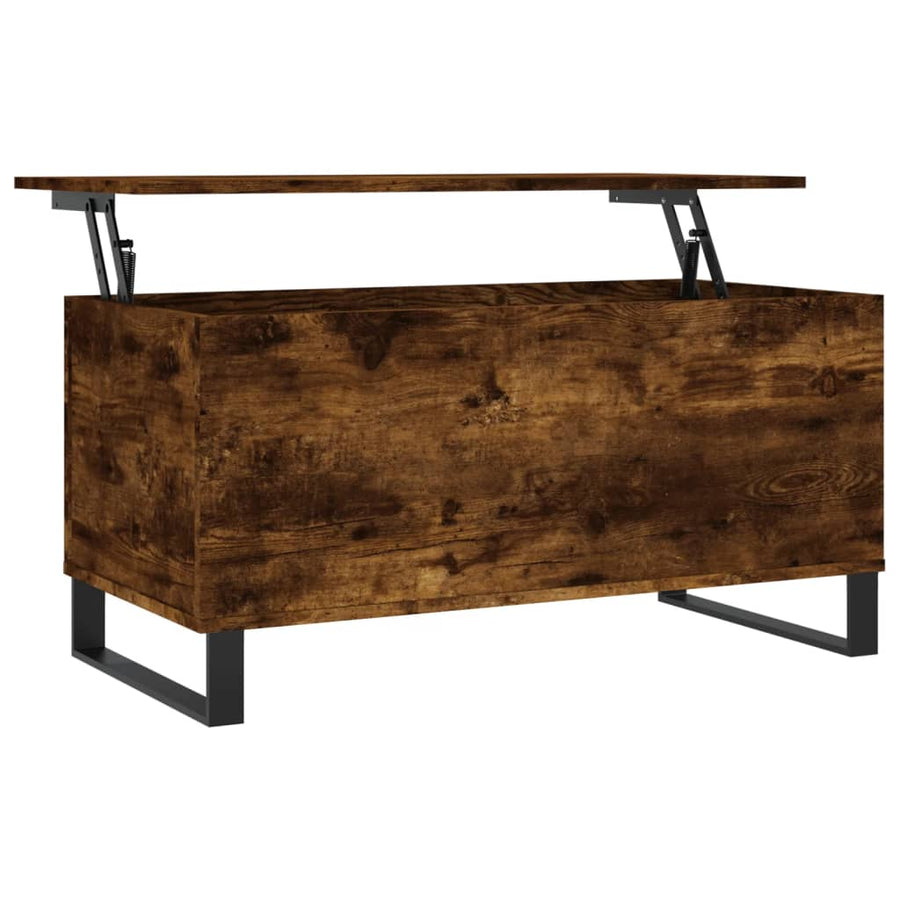 Salontafel 90X44,5X45 Cm Bewerkt Hout Kleurig Gerookt eiken