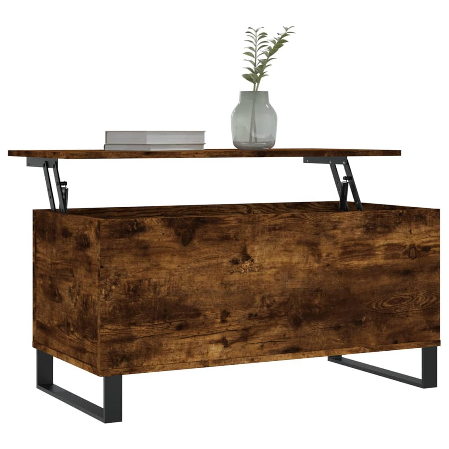 Salontafel 90X44,5X45 Cm Bewerkt Hout Kleurig Gerookt eiken