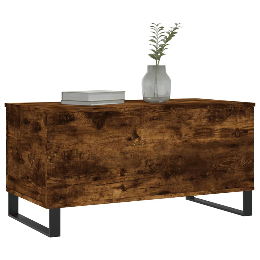 Salontafel 90X44,5X45 Cm Bewerkt Hout Kleurig Gerookt eiken