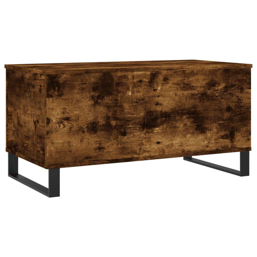 Salontafel 90X44,5X45 Cm Bewerkt Hout Kleurig Gerookt eiken