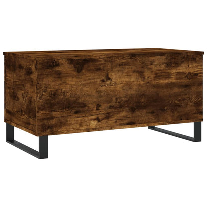 Salontafel 90X44,5X45 Cm Bewerkt Hout Kleurig Gerookt eiken