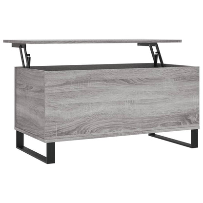 Salontafel 90X44,5X45 Cm Bewerkt Hout Eikenkleurig Grijs sonoma
