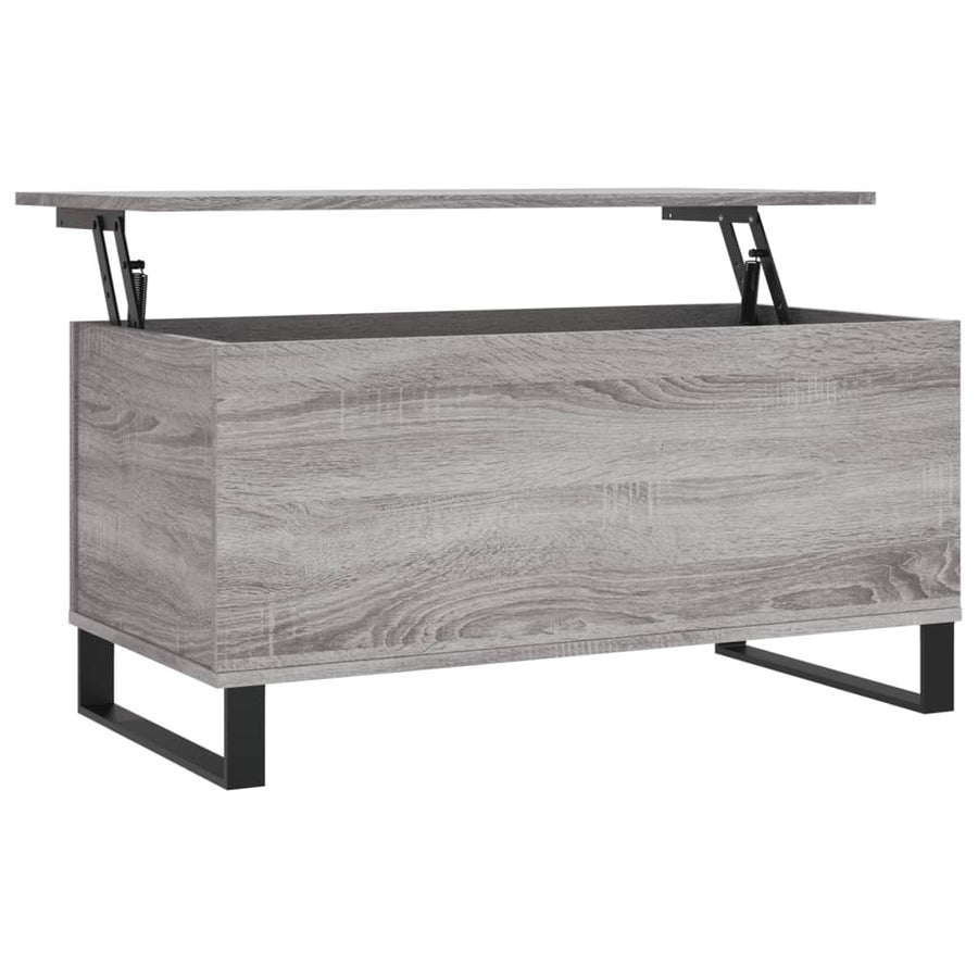 Salontafel 90X44,5X45 Cm Bewerkt Hout Eikenkleurig Grijs sonoma
