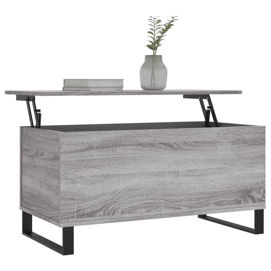 Salontafel 90X44,5X45 Cm Bewerkt Hout Eikenkleurig Grijs sonoma