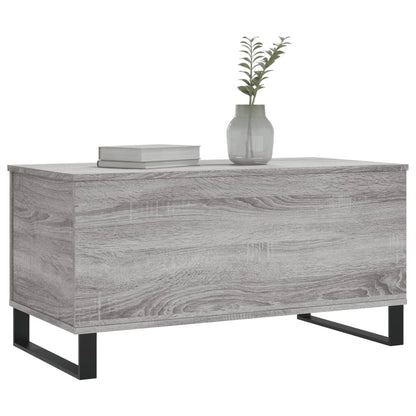 Salontafel 90X44,5X45 Cm Bewerkt Hout Eikenkleurig Grijs sonoma